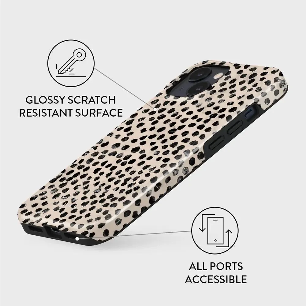 NIB BURGA Almond Latte Tough Case for iPhone 15 Pro Dalmatian Spot